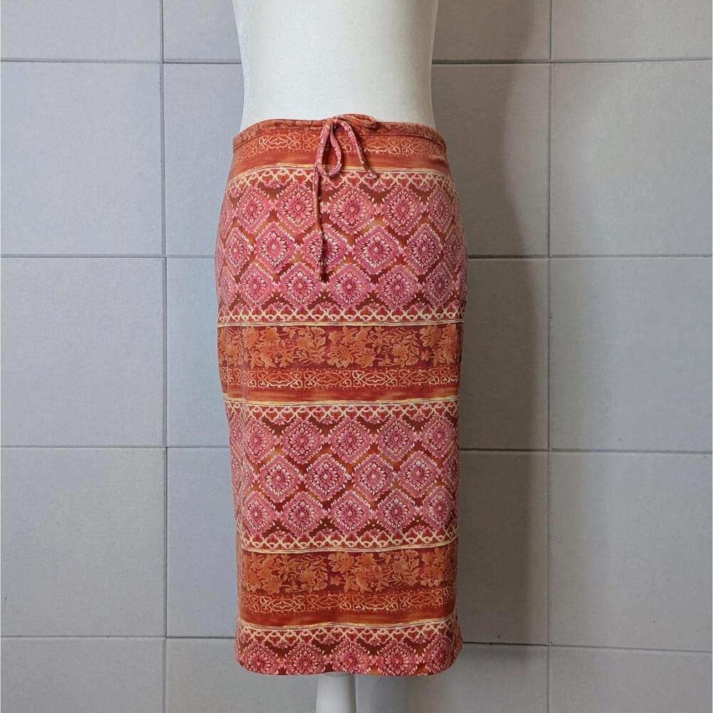 Vintage y2k boho floral medallion print pencil skirt